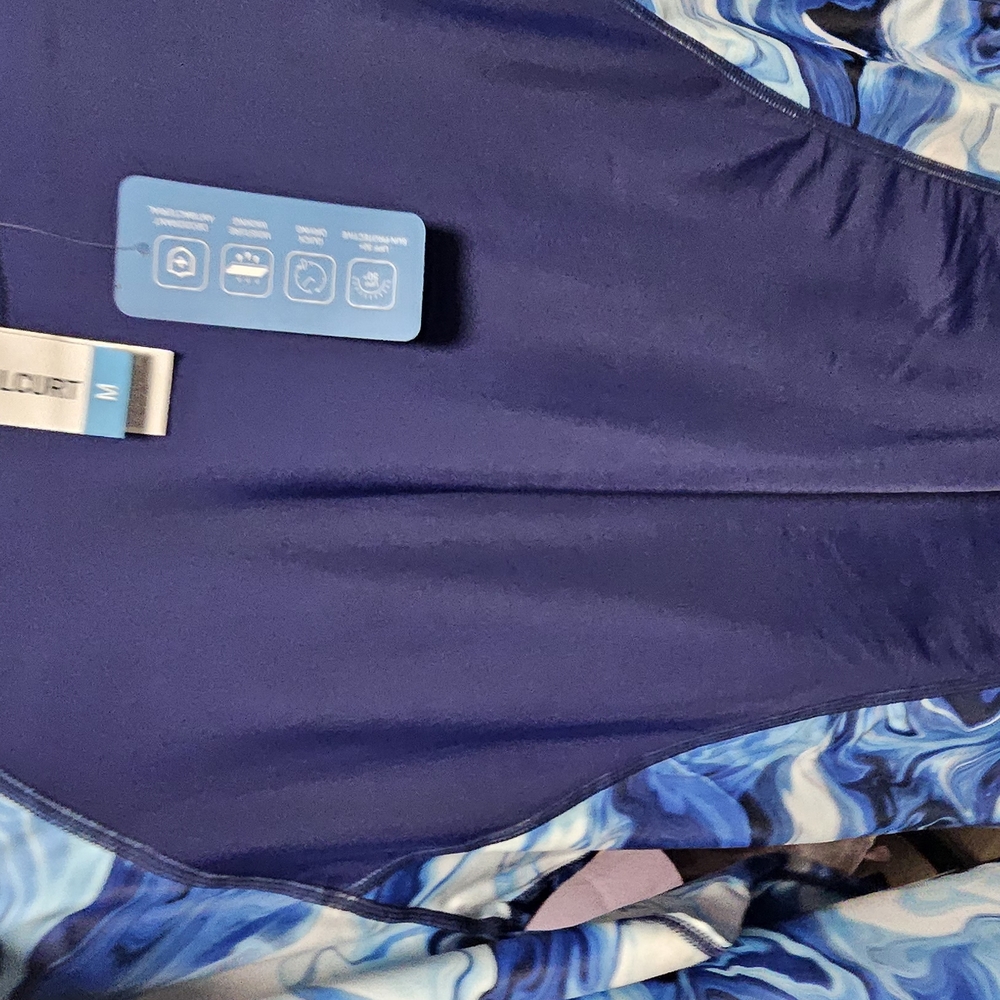 Blue and White Swirl Pattern Swimsuit